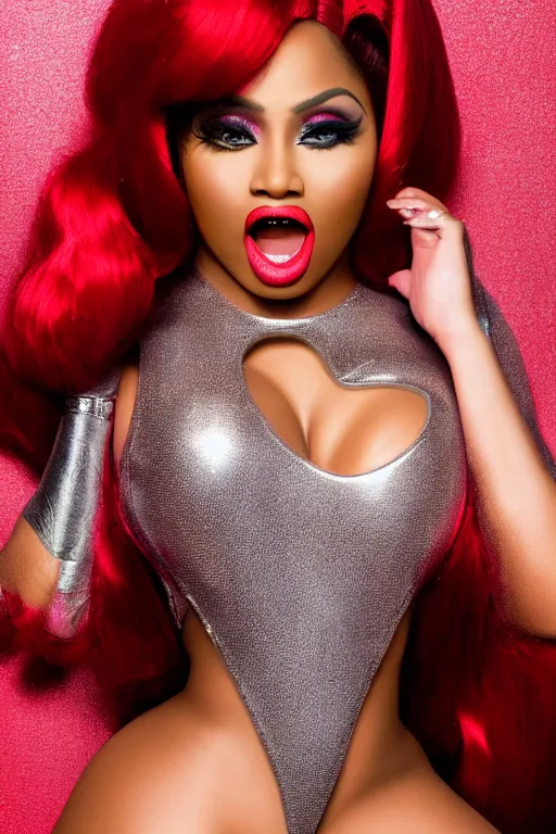 Prompt: nikki minaj as jessica rabbit, cosplay, studio lighting, 4 k, hdr color