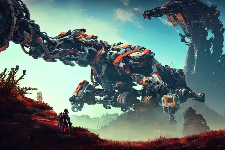 Image similar to rollerback machine mecanical creature robot of horizon forbidden west horizon zero dawn bioluminiscence global illumination ray tracing hdr fanart arstation by ian pesty and alena aenami artworks in 4 k