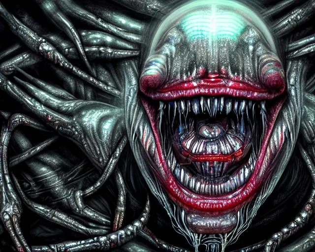 Prompt: sketch of realistic long textured demon wet humanoid alien, smoke, large alien eyes, metallic reflective human teeth dripping greenish acid saliva from teeth, thin red veins, intricate grey fish scales, ornate, cinematic light shadows, reflections, crawling in a wet sewer pipe, dim flashlight lighting, insanely detailed, fisheye lens