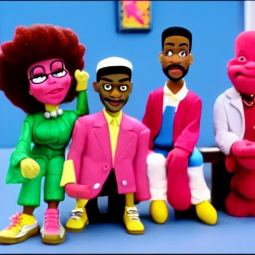 Image similar to A Still of Fresh Prince of Bel Air in the style of claymation