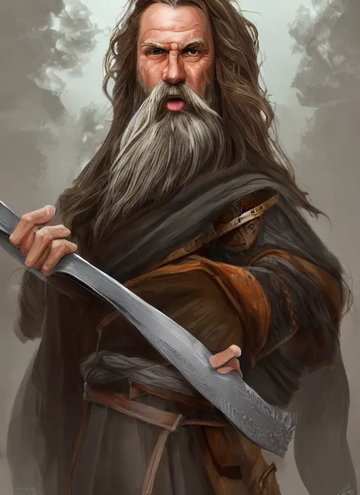 Image similar to character portrait of Steve-O with a long beard as Gandalf, digital art, trending on artstation, 4k