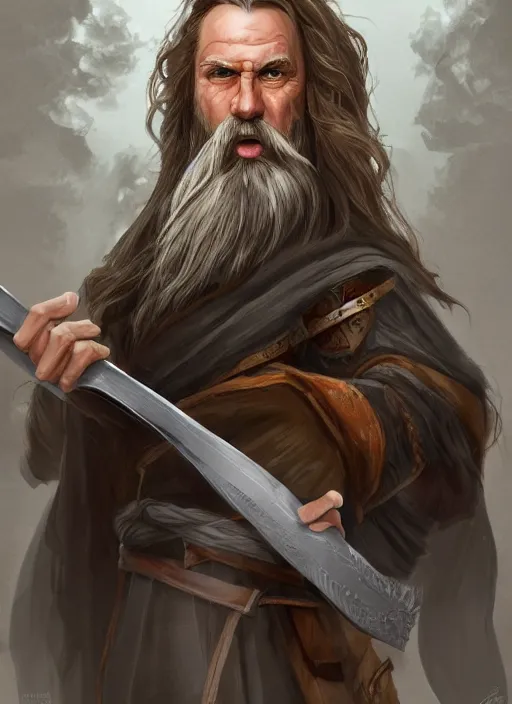 Prompt: character portrait of Steve-O with a long beard as Gandalf, digital art, trending on artstation, 4k