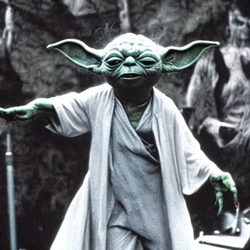 Image similar to yoda performing at woodstock