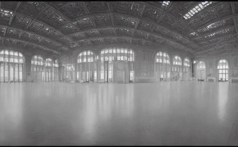 Prompt: 60s movie still of a giant stalinist style empty palace hall, by Irving Penn , cinestill 800t 35mm eastmancolor, heavy grainy picture, very detailed, high quality, 4k, HD criterion, precise texture, panoramic, cinematic