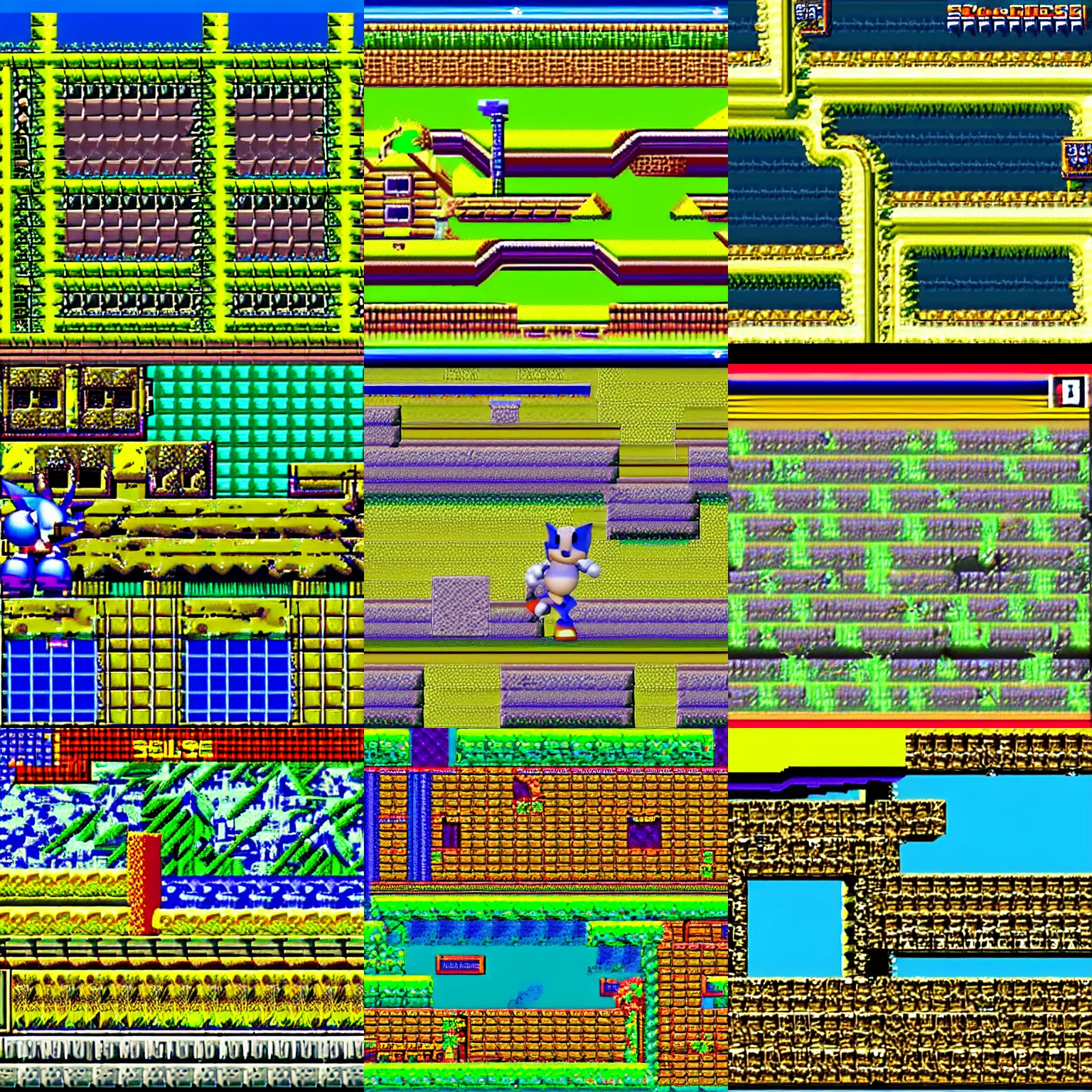 Prompt: screen capture from a sega genesis emulator of the Yellow Spring Zone from Sonic the Hedgehog 2