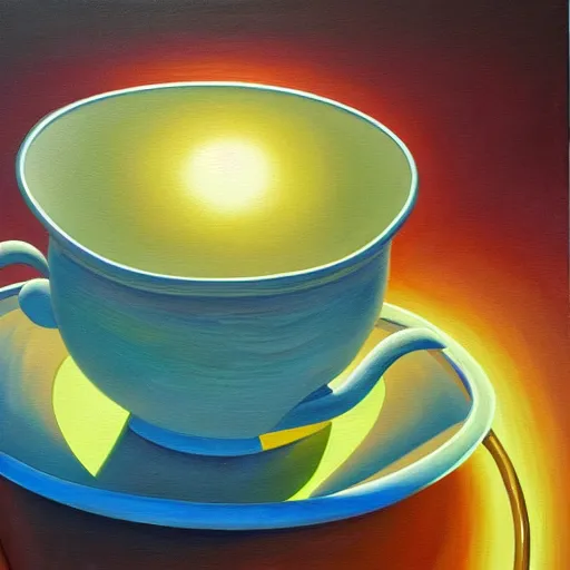 Image similar to a cup filled with light, oil painting, hyperdetailed, smooth