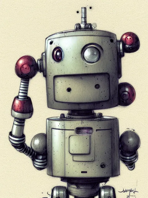 Prompt: a cute robot, muted colors, by jean - baptiste monge