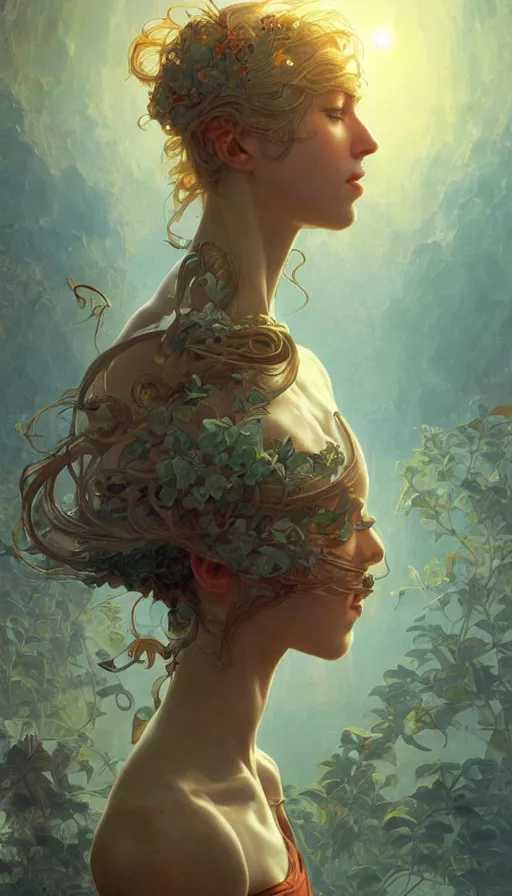 Image similar to the meaning of life, fibonacci, sweat drops, insane, intricate, highly detailed, digital painting, artstation, concept art, smooth, sharp focus, illustration, Unreal Engine 5, 8K, art by artgerm and greg rutkowski and alphonse mucha