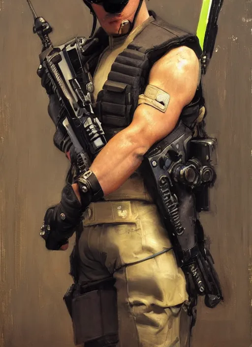 Image similar to 🤼 armbar. cyberpunk police trooper in a military vest ( blade runner 2 0 4 9, cyberpunk 2 0 7 7 ). orientalist portrait by john william waterhouse and james gurney and theodore ralli and nasreddine dinet, oil on canvas. cinematic, hyper realism, realistic proportions, dramatic lighting, high detail 4 k