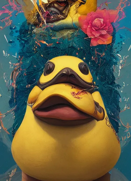 Prompt: beautiful portrait of Psyduck, by Tristan Eaton, Stanley Artgermm, Tom Bagshaw, Greg Rutkowski, Carne Griffiths. trending on DeviantArt, face enhance, hyper detailed, trending on Artstation, 8k, masterpiece, graffiti paint, fine detail, full of color, intricate detail, golden ratio illustration