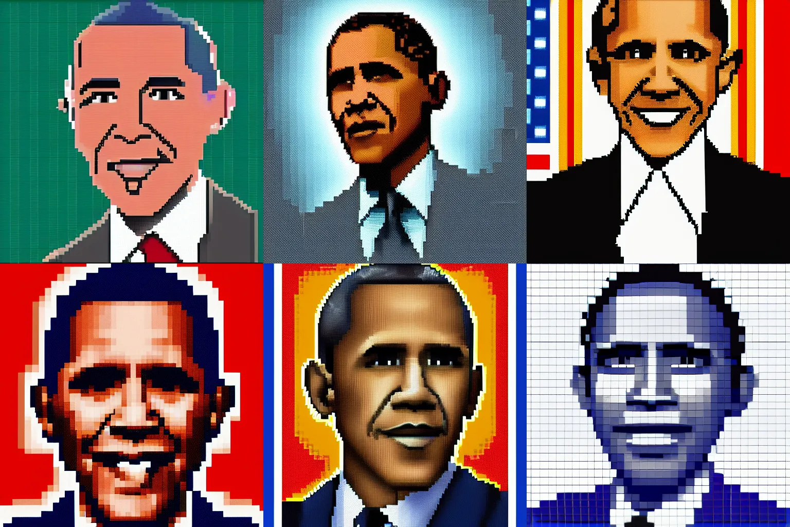Prompt: Pixel art of Barack Obama, trending on artstation