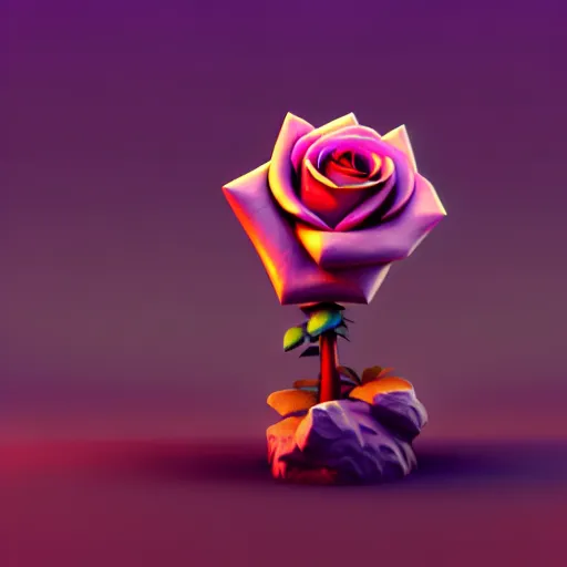 Prompt: Isometric 3D Fantasy Cute Rose, Smoth 3D Illustration, soft render, Servando Lupini, Daniil Kudriavtsev, handpaint texture, Blender, 3DCoat