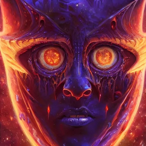 Prompt: beautiful oil painting with high detail of a wise Space ent((gap jaw)) made of stars and plasma, hybrid from dungeons and dragons and art direction by James Cameron ;by artgerm; wayne reynolds art station; cinematic quality character render; low angle; ultra high quality model; production quality cinema model; underground-H 768