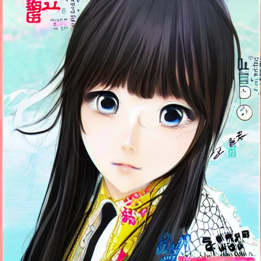 Image similar to korean girl manga cover highly detailed, realistic