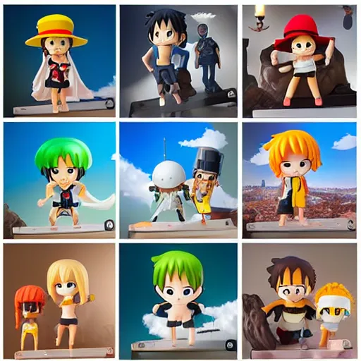 Image similar to high quality portrait flat matte painting of one piece in the style of nendoroid and Toon toys , flat anime style, thick painting, medium close-up