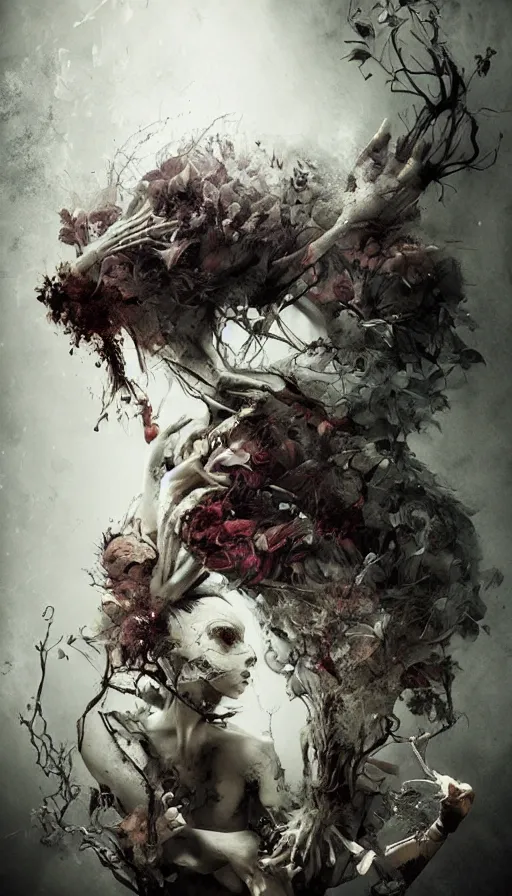 Prompt: life and death mixing together, by ryohei hase