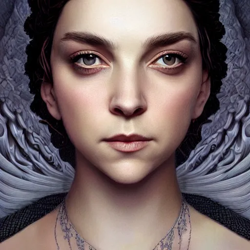 Prompt: tom bagshaw portrait, beautiful mix of natalie dormer and natalie portman in desert robes, black hair, professionally retouched, focus eyes, ultra realistic soft painting, insanely detailed linework, symmetrical accurate intricate features, behance, 8 k