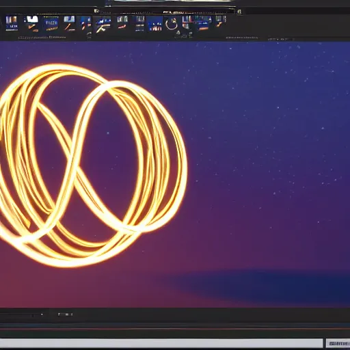 Image similar to glowing golden infinity symbol unreal engine