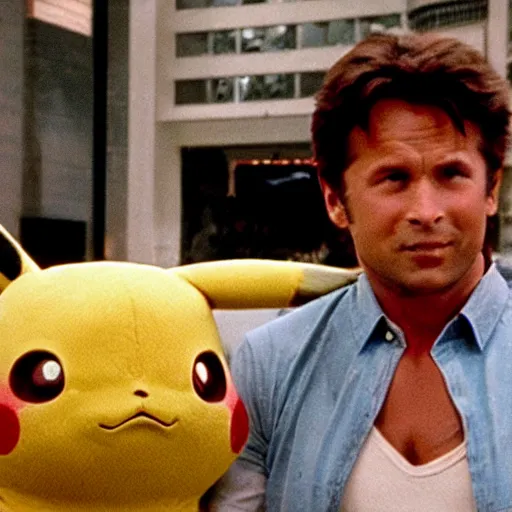 Prompt: pikachu plays bruce willas in die hard