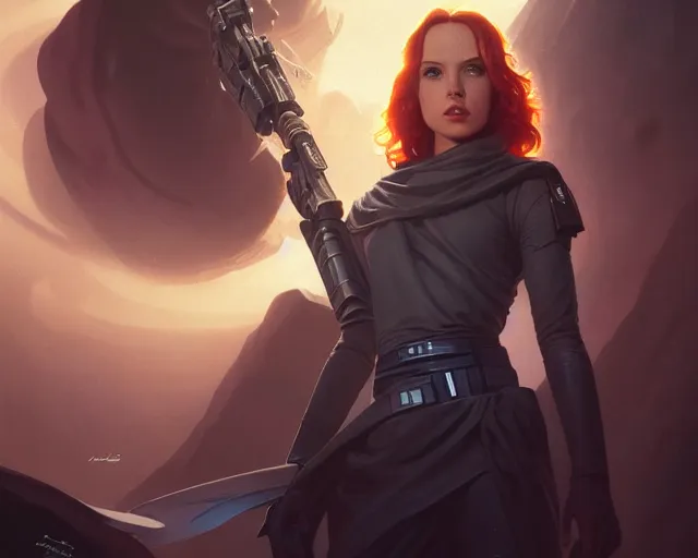 Image similar to photography of mara jade skywalker, deep focus, star wars legends, science fiction, intricate, highly detailed, digital painting, artstation, concept art, matte, sharp focus, illustration, art by artgerm and greg rutkowski and alphonse mucha