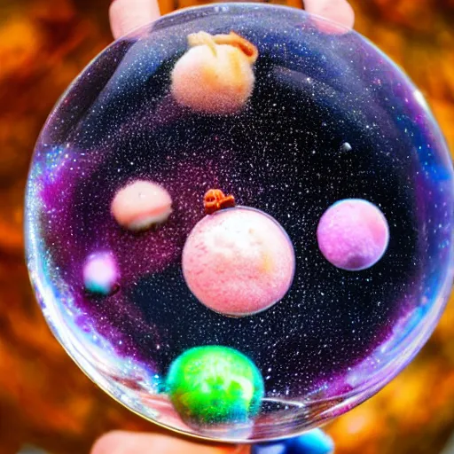 Image similar to a universe in a bubble tea