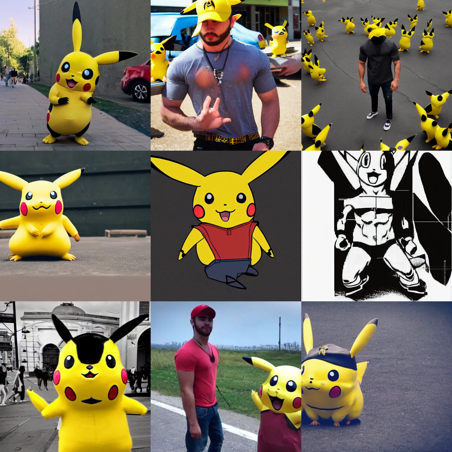 Prompt: photograph of a gigachad pikachu