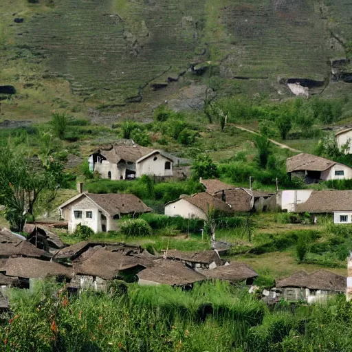 Image similar to a photo of a 1500 village close to a lake