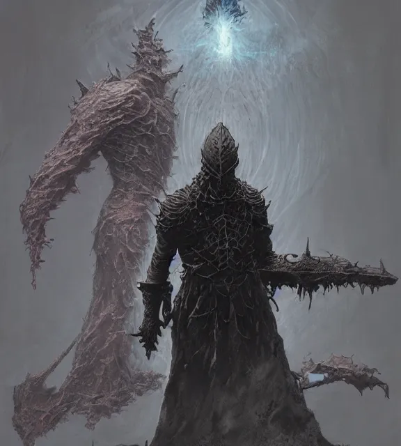 Image similar to abyss watcher concept, beksinski, age of sigma art, frank franzetta, ruan jia, dark soul armor concept, trending on artstation, wayne barlowe, adrian smith fantasy art, elden ring art, the hobbit art, lord of the ring art, infinity blade armor