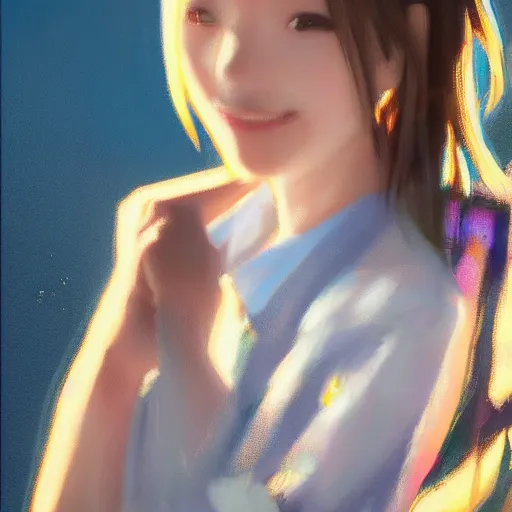 Image similar to a high detail portrait of high school girl by makoto sinkai, by BUNBUN, in simple background, CLIP STADIO, mad painting