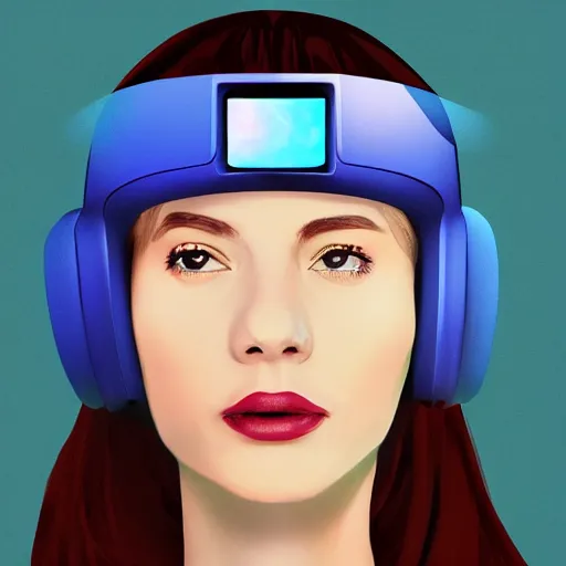 Prompt: a woman, wearing a TV over her head, digital art, trending on artstation