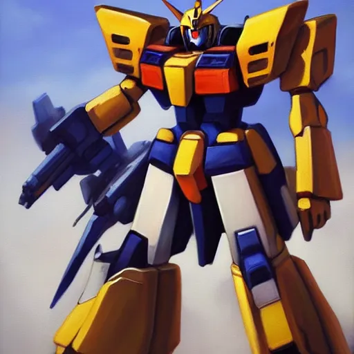 Prompt: an oil painting of gundam,artstation,highly detailed