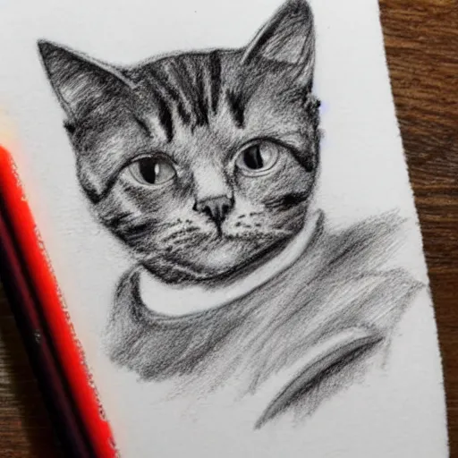 Image similar to cat wearing a christmas jumper pencil sketch highly detailed, smooth, sharp focus