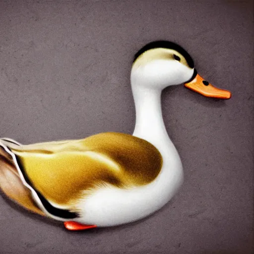 Prompt: realistic duck portrait studio photo