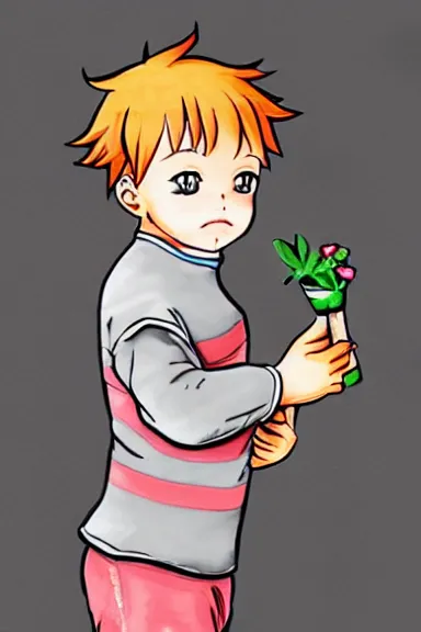 Image similar to attractive little boy wearing an bunny suit, manga style art