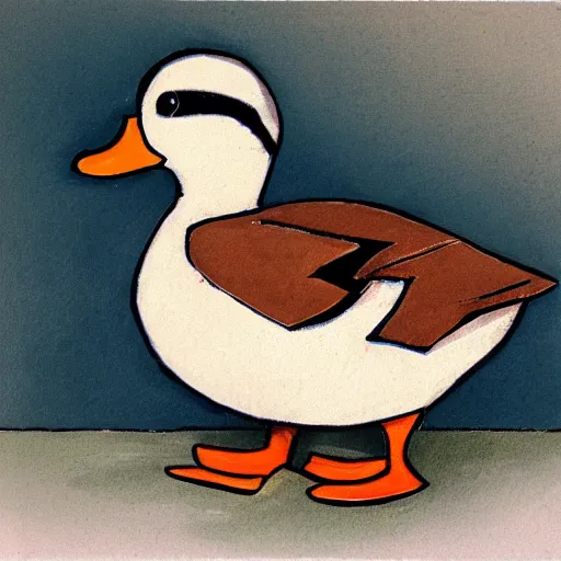Prompt: a duck with a knife