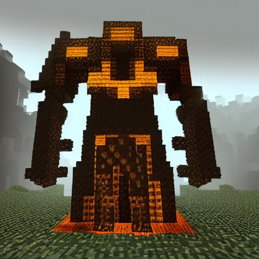 Image similar to dark souls in the style of minecraft