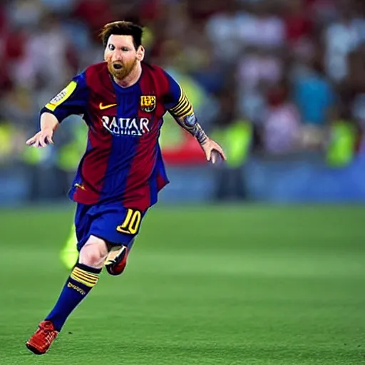 Image similar to lionel messi running like the flash harnessing the speed force