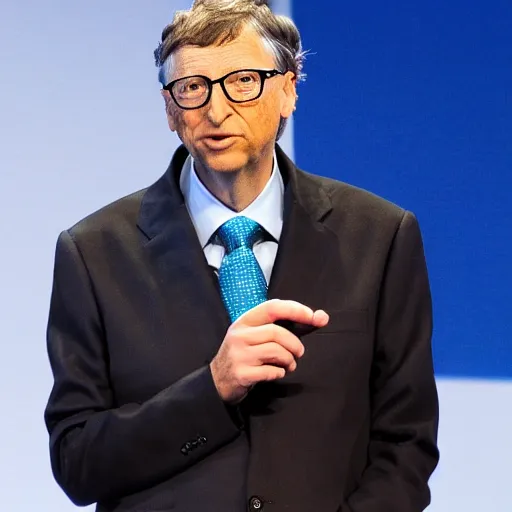 Prompt: Bill Gates presenting the iPhone