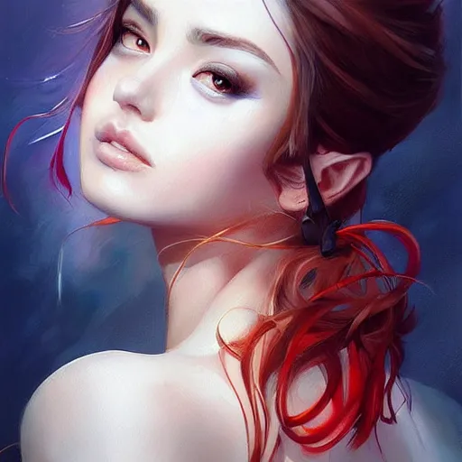Image similar to a beautiful painting representative of the art style of artgerm + wlop + peter morbacher