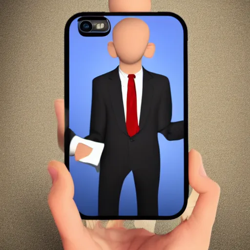 Prompt: homoerectus wearing a suit, using an iphone