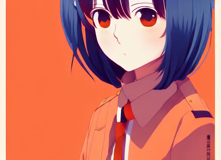 Image similar to anime girl with orange short hair in the Soviet pioneer form, omoide emanon, tsuruta kenji, murata range,kawaii, kyoto animation, manga,katsura masakazu, intricate, detailed, studio lighting, gradation,editorial illustration, matte print, Ilya Kuvshinov, concept art, digital