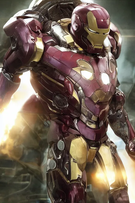 Prompt: thanos in a damaged and broken iron man suit, cinematic, volumetric lighting, f 8 aperture, cinematic eastman 5 3 8 4 film, photorealistic