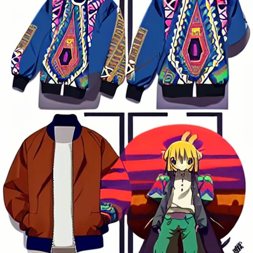 Prompt: majora majora's mask wearing oversized mayan bomber jacket with overalls, bulky poofy bomber jacket with mayan patterns, aztec street fashion, botw art style, gapmoe yandere grimdark, trending on pixiv fanbox, painted by greg rutkowski makoto shinkai takashi takeuchi studio ghibli, akihiko yoshida