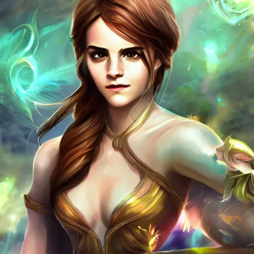 Image similar to Emma Watson in League of Legends. Digital Art. New Skin