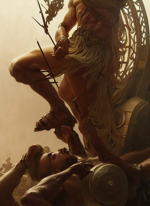 Prompt: portrait of the death of achilles, classical, d & d, fantasy, intricate, elegant, highly detailed, digital painting, artstation, concept art, smooth, sharp focus, illustration, art by artgerm and greg rutkowski and alphonse mucha