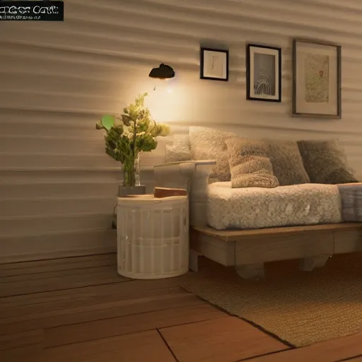 Prompt: cottage core, ultra realistic, 3D render, cozy