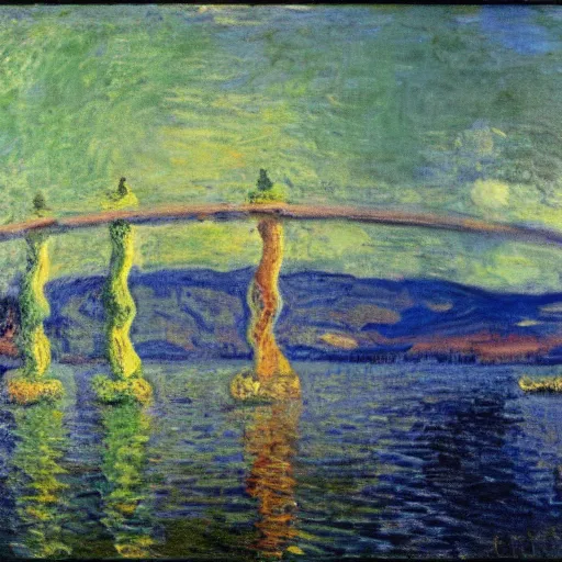 Prompt: the loch ness monester in a monet painting