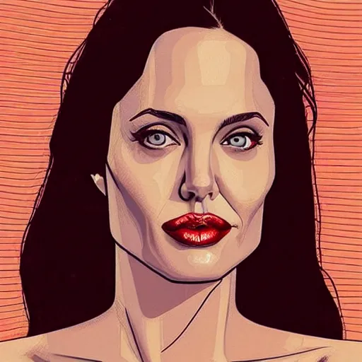 Image similar to “ angelina jolie retro minimalist portrait by jean giraud, moebius starwatcher comic, 8 k ”