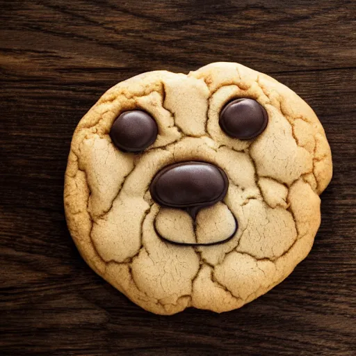 Prompt: Dog-style cookie, a cookie in the shape of a dog, 8k, Trending on artstation, professional photography