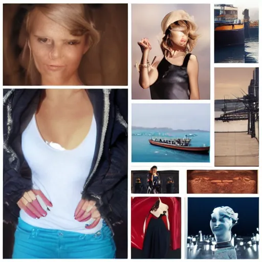 Prompt: collage. pretty woman. maritime